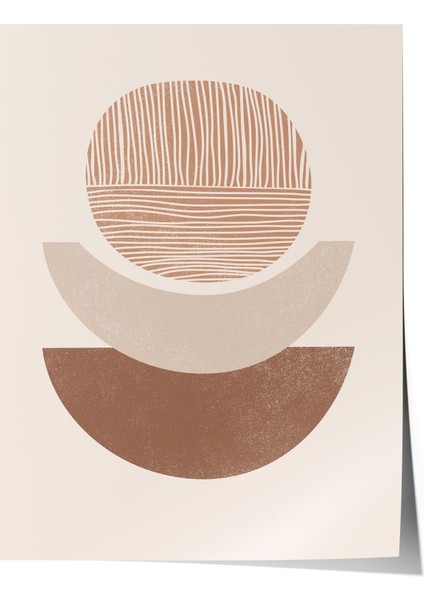 Çerçevesiz Poster, Bej Renkli Modern Formlar Abstrakt Çizim, Salon Dekoru Poster No: 107958