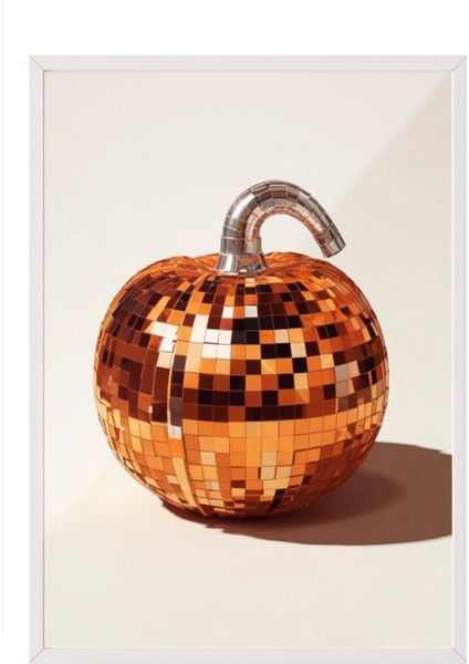 Beyaz Çerçeveli Tablo, Şeffaf Küre Içinde Portakal Yansıması, Mutfak Dekoru Poster No: 109434