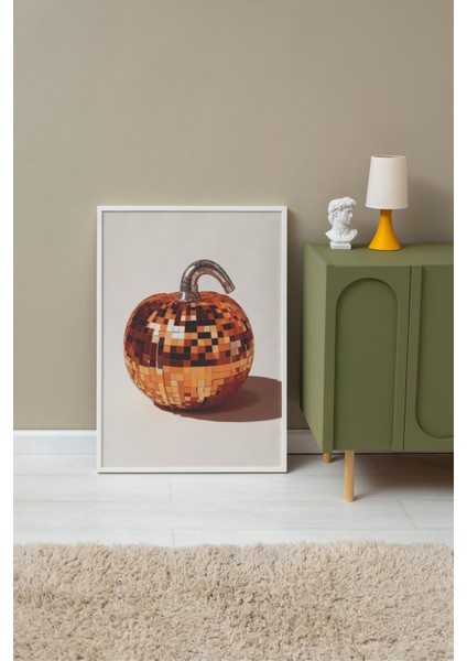 Beyaz Çerçeveli Tablo, Şeffaf Küre Içinde Portakal Yansıması, Mutfak Dekoru Poster No: 109434 fırsatları
