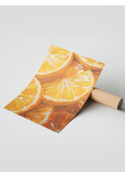 Çerçevesiz Poster, Portakal Detaylı Canlı Çizim, Mutfak Dekoru Poster No: 107993 modelleri