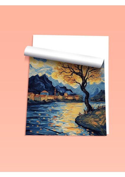 Çerçevesiz Poster, Van Gogh Yıldızlı Gece Köprü Yorumu, Salon Dekoru Poster No: 108452 fiyatları