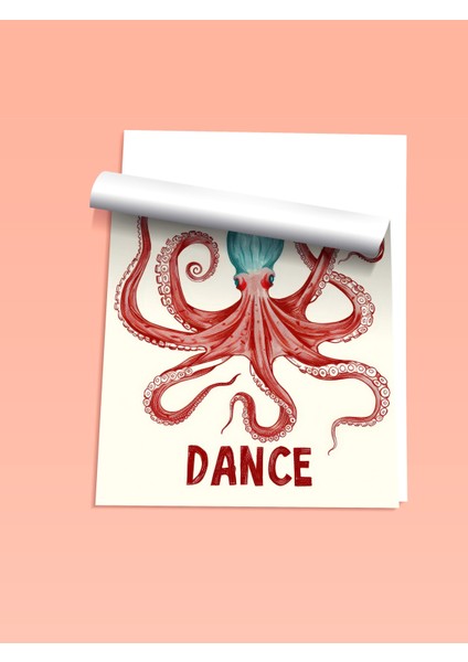 Çerçevesiz Poster, Dans Eden Ahtapot Mizahi Çizim, Genç Odası Dekoru Poster No: 108064 fiyatları