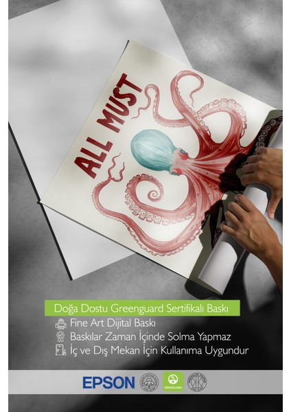 Çerçevesiz Poster, Dans Eden Ahtapot Mizahi Çizim, Genç Odası Dekoru Poster No: 108064 indirimleri