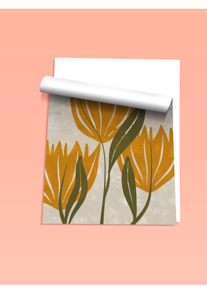 Çerçevesiz Poster, Sarı Minimalist Çiçek Illüstrasyonu, Mutfak Dekoru Poster No: 107952 fiyatları