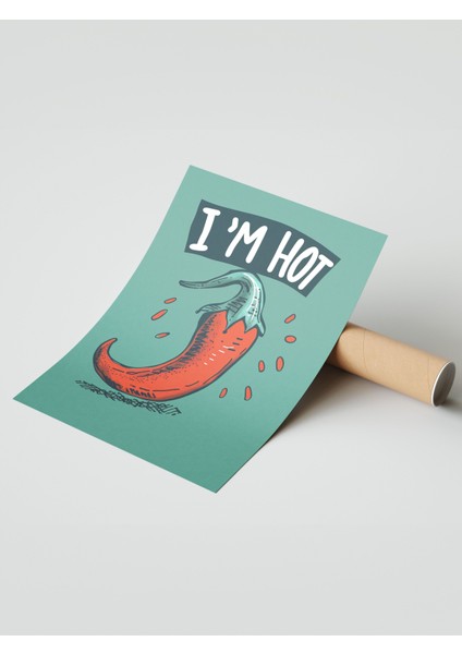 Çerçevesiz Poster, Acı Biber Ile Mizahi Çizim – I’m Hot, Genç Odası Dekoru Poster No: 108015 modelleri
