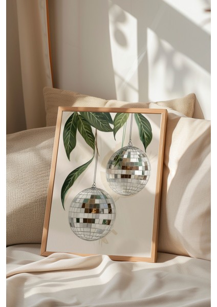 Ahşap Çerçeveli Tablo, Disko Toplu Bitki Kombinasyonu, Salon Dekoru Poster No: 109519 indirimleri