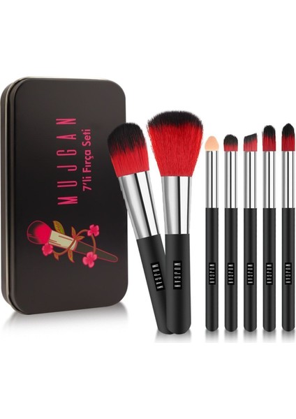 7'li Siyah Metal Kutulu Fırça Seti, Yeni Model, Dayanıklı ve Şık Tasarım