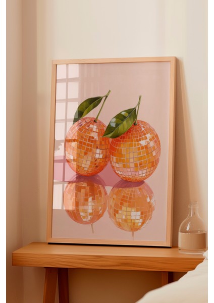 Ahşap Çerçeveli Tablo, Turuncu Mandalina Illüstrasyonu, Mutfak Dekoru Poster No: 109341 fiyatları