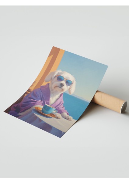 Çerçevesiz Poster, Sahilde Gözlüklü Köpek, Genç Odası Dekoru Poster No: 109692 modelleri