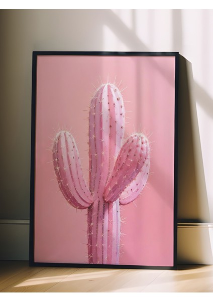 Siyah Çerçeveli Tablo, Pembe Kaktüs Minimal Çizim, Yatak Odası Dekoru Poster No: 109393 fiyatları