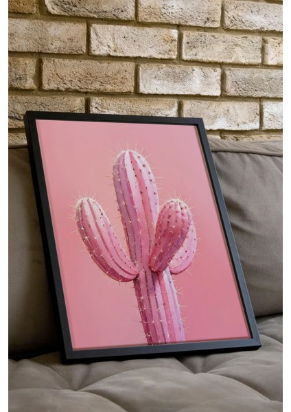 Siyah Çerçeveli Tablo, Pembe Kaktüs Minimal Çizim, Yatak Odası Dekoru Poster No: 109393 indirimleri