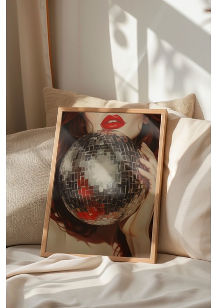 Ahşap Çerçeveli Tablo, Disko Toplu Kadın Portresi, Genç Odası Dekoru Poster No: 109606 indirimleri