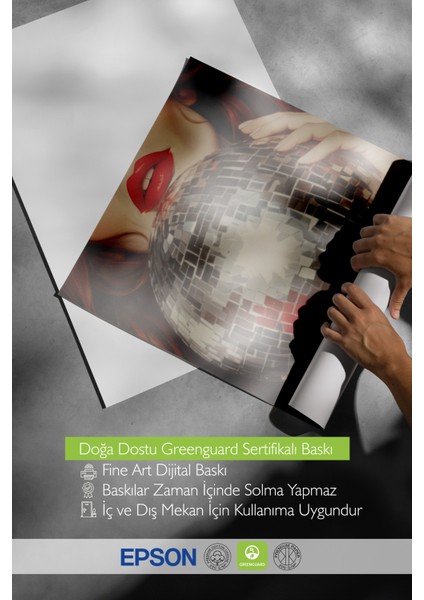 Ahşap Çerçeveli Tablo, Disko Toplu Kadın Portresi, Genç Odası Dekoru Poster No: 109606