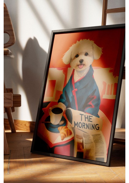 Siyah Çerçeveli Tablo, Takım Elbiseli Köpek Portresi, Ofis Dekoru Poster No: 109693 fırsatları
