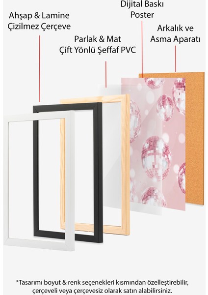 Beyaz Çerçeveli Tablo, Parlayan Cam Küre Efekti – Pembe Fon, Yatak Odası Dekoru Poster No: 109523 indirimleri