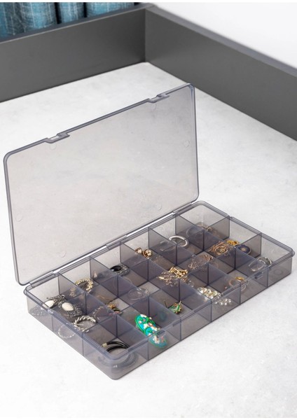 Gri 2'li 18 Bölmeli Takı Organizer Seti, Kolye, Boncuk, Küpe ve Bileklik Saklama Kutusu fırsatları