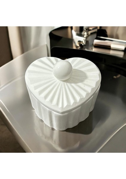 Kalp Şeklinde 5'li Takı Organizer, 8X7X4 Cm, Mücevher ve Aksesuar Saklama Kutusu