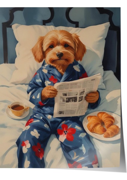 Çerçevesiz Poster, Ceketli Köpek Illüstrasyonu, Genç Odası Dekoru Poster No: 109697