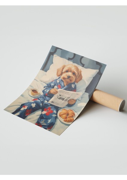 Çerçevesiz Poster, Ceketli Köpek Illüstrasyonu, Genç Odası Dekoru Poster No: 109697 modelleri