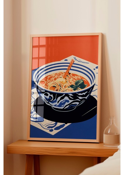 Ahşap Çerçeveli Tablo, Ramen Kasesi Japon Tarzı Illüstrasyon, Mutfak Dekoru Poster No: 108014 fiyatları