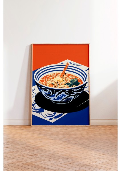 Ahşap Çerçeveli Tablo, Ramen Kasesi Japon Tarzı Illüstrasyon, Mutfak Dekoru Poster No: 108014 modelleri