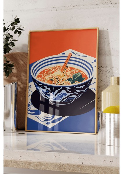 Ahşap Çerçeveli Tablo, Ramen Kasesi Japon Tarzı Illüstrasyon, Mutfak Dekoru Poster No: 108014 fırsatları