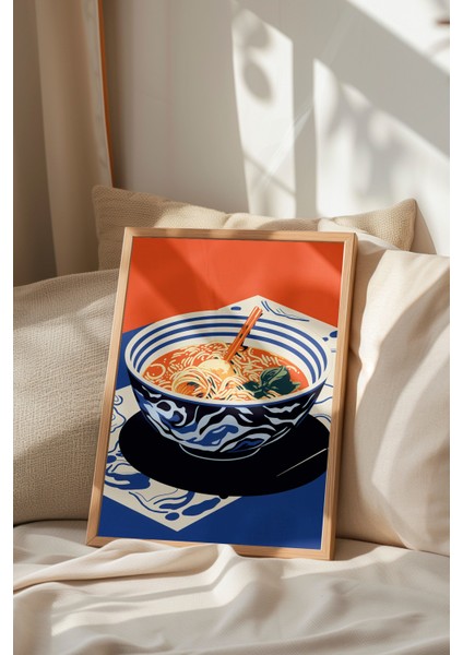 Ahşap Çerçeveli Tablo, Ramen Kasesi Japon Tarzı Illüstrasyon, Mutfak Dekoru Poster No: 108014 indirimleri
