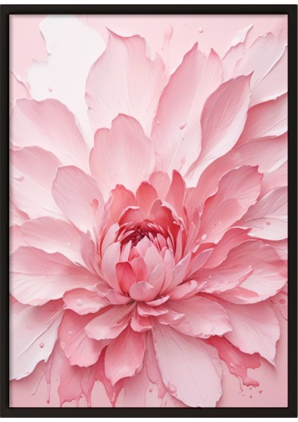 Siyah Çerçeveli Tablo, Fırça Darbeleri Soyut Sanat – Pembe Tonlar, Salon Dekoru Poster No: 109399