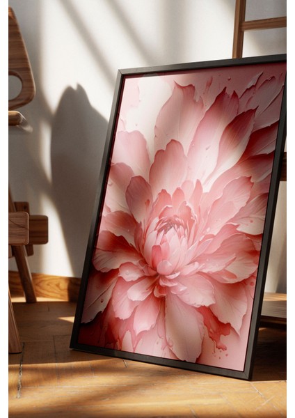 Siyah Çerçeveli Tablo, Fırça Darbeleri Soyut Sanat – Pembe Tonlar, Salon Dekoru Poster No: 109399 fırsatları