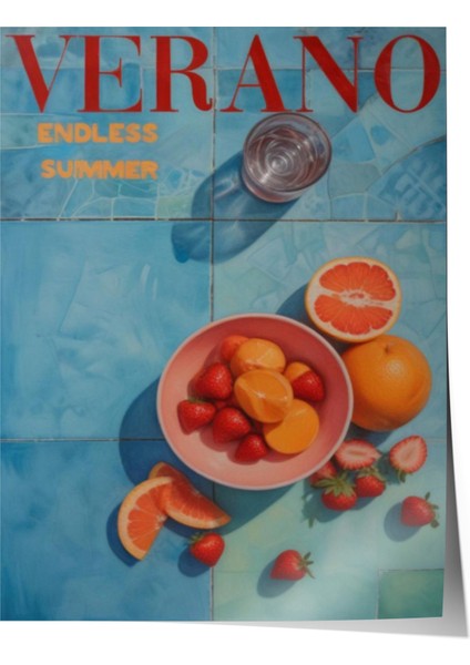 Çerçevesiz Poster, Verano Ispanyol Tarzı Portakal Reklamı, Mutfak Dekoru Poster No: 109592