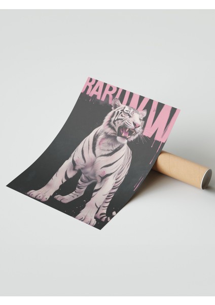 Çerçevesiz Poster, Tipografi ve Kaplan Kombinasyonu, Genç Odası Dekoru Poster No: 109642 modelleri