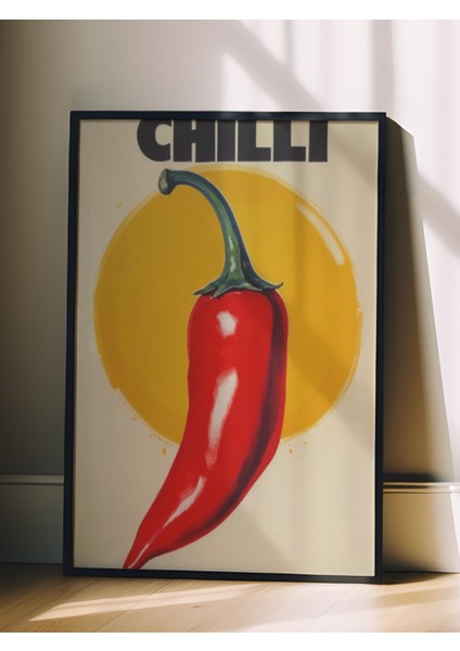 Siyah Çerçeveli Tablo, Chıllı Biber Tipografi Çizimi, Genç Odası Dekoru Poster No: 109576 fiyatları