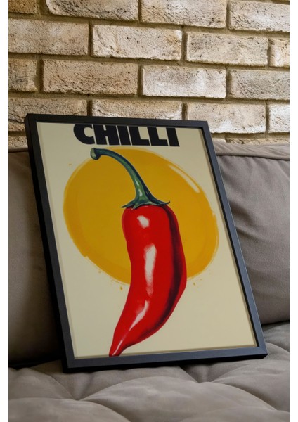 Siyah Çerçeveli Tablo, Chıllı Biber Tipografi Çizimi, Genç Odası Dekoru Poster No: 109576 indirimleri