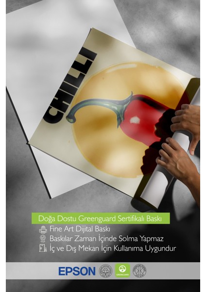 Siyah Çerçeveli Tablo, Chıllı Biber Tipografi Çizimi, Genç Odası Dekoru Poster No: 109576