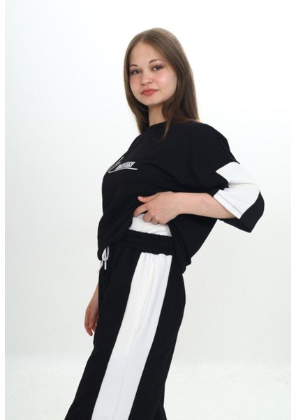 Kız Çocuk %100 Pamuk London Baskılı Oversize Garnili Truvakal Kollu Eşofman TAKIMI-293-EŞT-0010 fiyatları