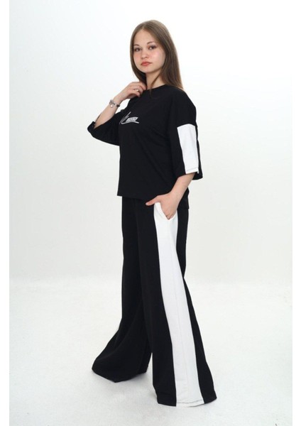 Kız Çocuk %100 Pamuk London Baskılı Oversize Garnili Truvakal Kollu Eşofman TAKIMI-293-EŞT-0010 indirimleri