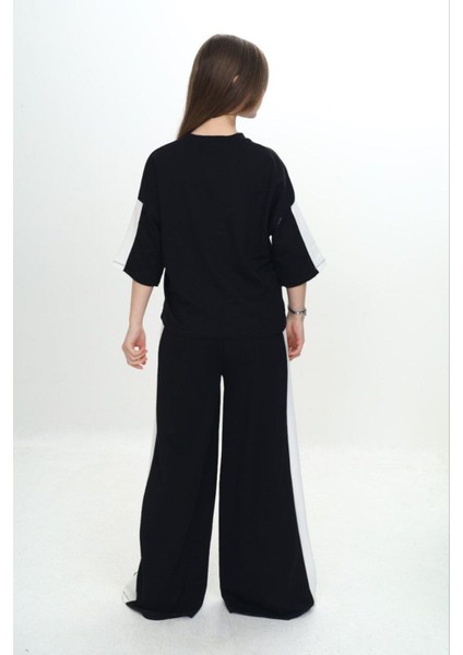 Kız Çocuk %100 Pamuk London Baskılı Oversize Garnili Truvakal Kollu Eşofman TAKIMI-293-EŞT-0010