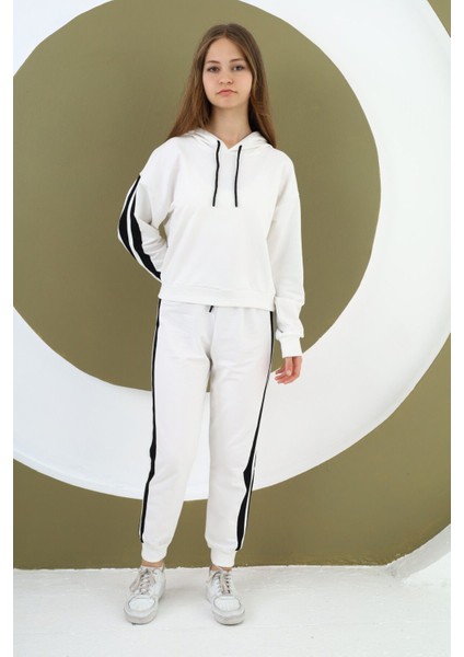 Kız Çocuk %100 Pamuk Kapüşonlu Alt&üst Eşofman TAKIMI-EŞT-0025