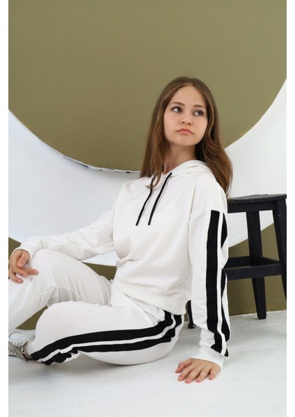 Kız Çocuk %100 Pamuk Kapüşonlu Alt&üst Eşofman TAKIMI-EŞT-0025 fırsatları