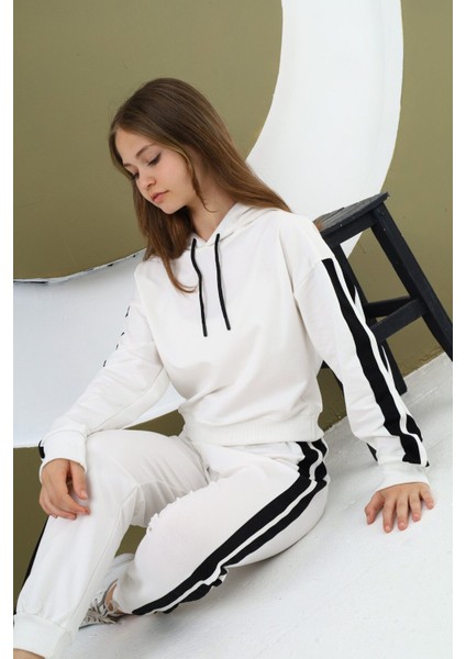 Kız Çocuk %100 Pamuk Kapüşonlu Alt&üst Eşofman TAKIMI-EŞT-0025