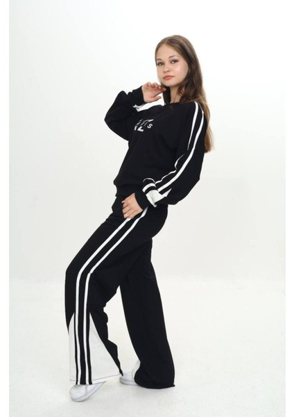 Kız Çocuk %100 Pamuk 2 Iplik Garnili Şeritli At&üst Eşofman Takımı –çift Renkil Alt Üst TAKIM-297-EŞT-0007 fırsatları