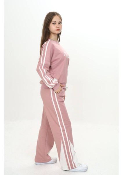 Kız Çocuk %100 Pamuk 2 Iplik Garnili Şeritli At&üst Eşofman Takımı –çift Renkil Alt Üst TAKIM-297-EŞT-0007 fiyatları