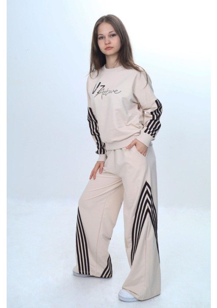 Kız Çocuk %100 Pamuk Şeritli Oversize 2 Iplik Alt&üst Eşofman TAKIMI-305-EŞT-0009 fiyatları