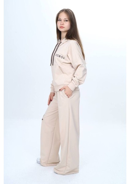 Kız Çocuk %100 Pamuk Kapüşonlu Fermuarlı 2 Iplik Alt&üst Eşofman TAKIMI-309-EŞT-0002