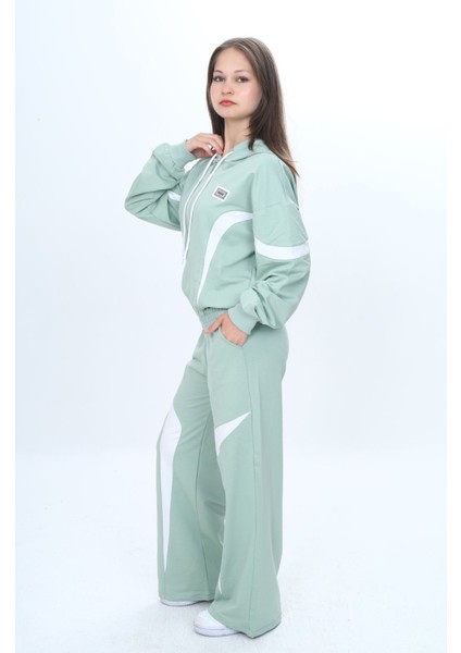 Kız Çocuk %100 Pamuk Garnili Kapüşonlu Fermuarlı Oversize Alt&üst Trend Eşofman TAKIMI-315-EŞT-0003 indirimleri