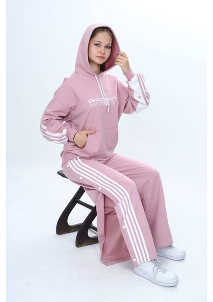 Unisex Çocuk %100 Pamuk Kapüşonlu ve Çıtçıtşı Oversize Alt&üst Trend Eşofman TAKIMI-302-EŞT-0008 fiyatları