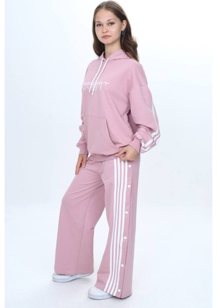 Unisex Çocuk %100 Pamuk Kapüşonlu ve Çıtçıtşı Oversize Alt&üst Trend Eşofman TAKIMI-302-EŞT-0008 fırsatları