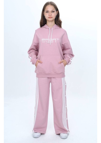 Unisex Çocuk %100 Pamuk Kapüşonlu ve Çıtçıtşı Oversize Alt&üst Trend Eşofman TAKIMI-302-EŞT-0008 indirimleri