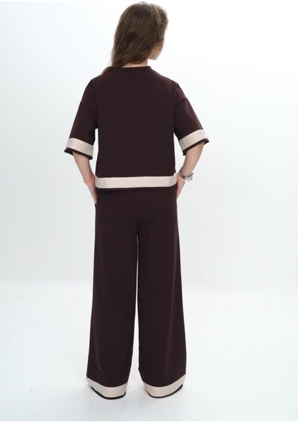 Kız Çocuk %100 Pamuk Kısa Kollu Garnili Truvakar Kol 2 Iplik Alt&üst Eşofman TAKIMI-285-EŞT-0011 indirimleri