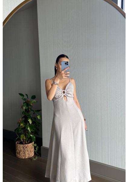 Askılı Uzun Keten Elbise fiyatları